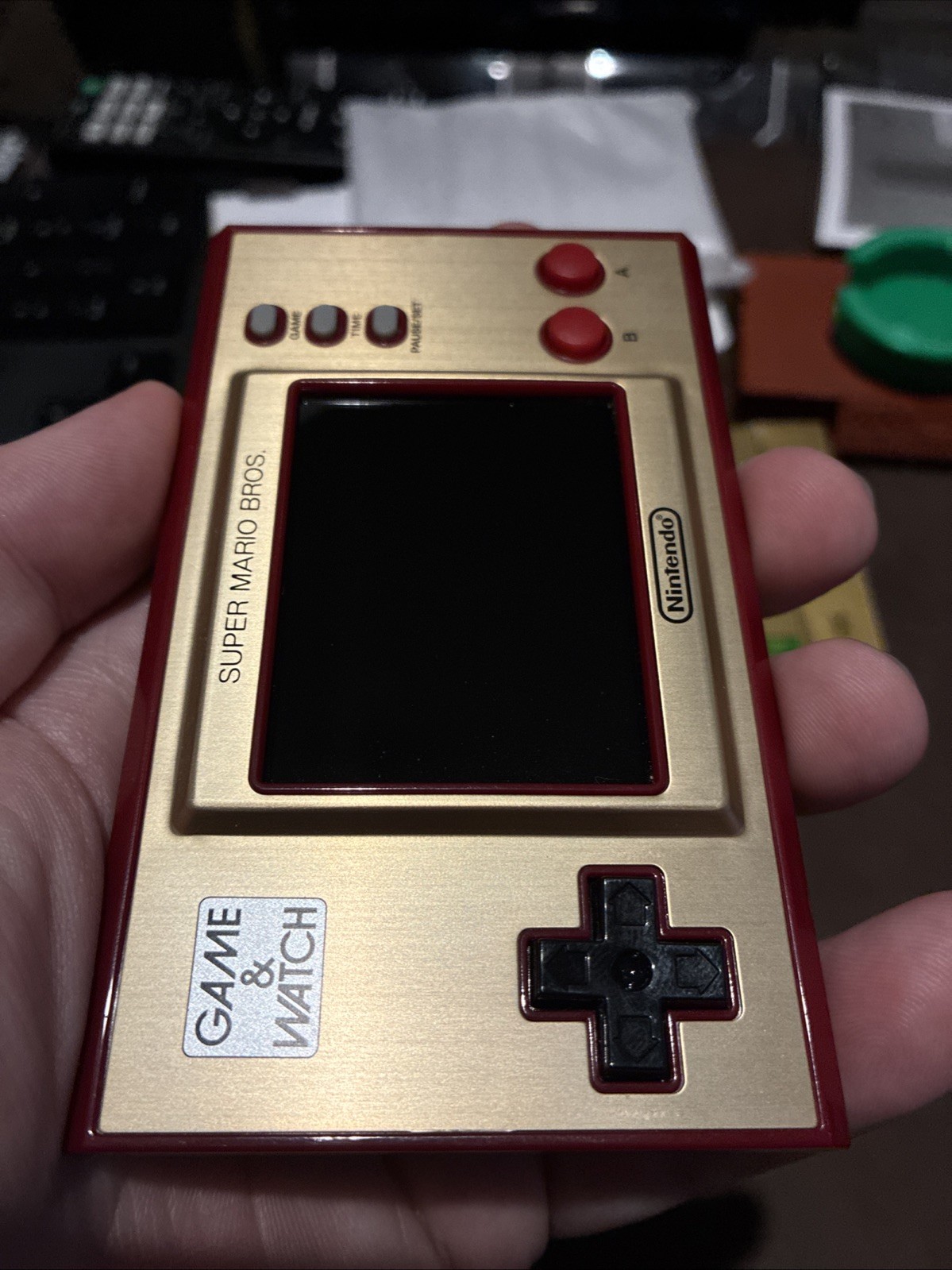 Nintendo Super Mario Bros Handheld Game and Watch w/ Color Screen/ Display Stand