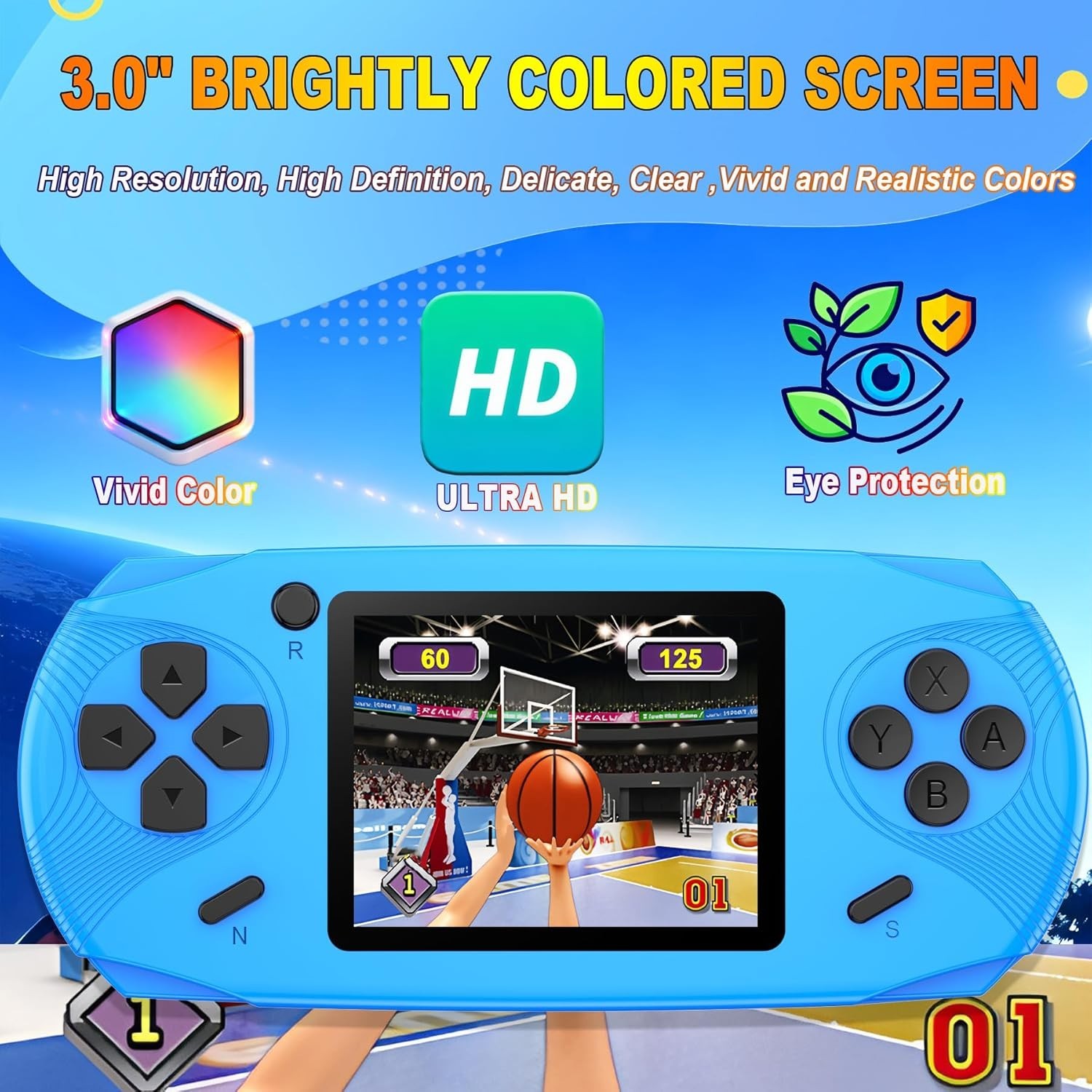 Portable 16-Bit Retro Game Console – 220 Games, USB-C Rechargeable, Perfect Gift
