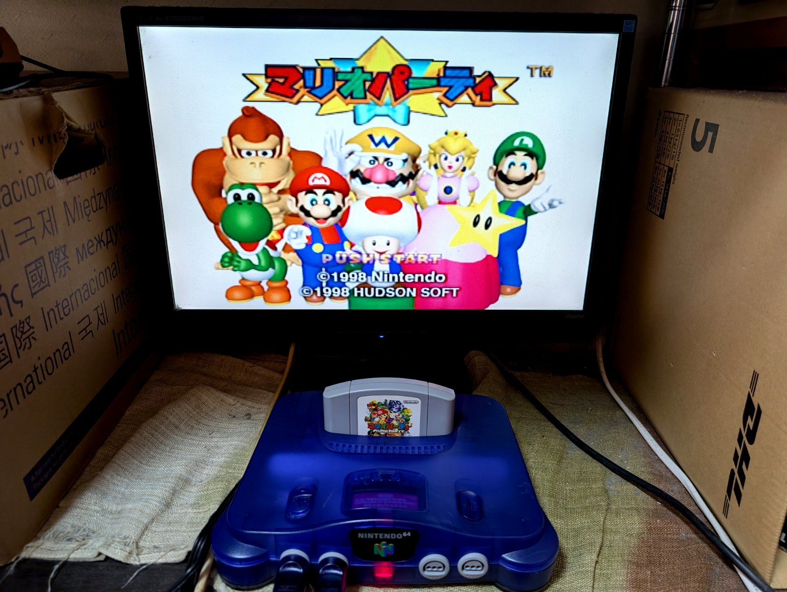 Nintendo 64 Region Free Console Midnight Blue 2controllers Mario Party japan