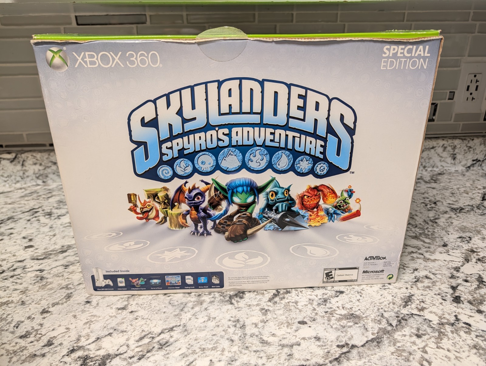 2012 Microsoft Xbox 360 Slim 4GB White Console Skylanders Bundle New OPEN BOX