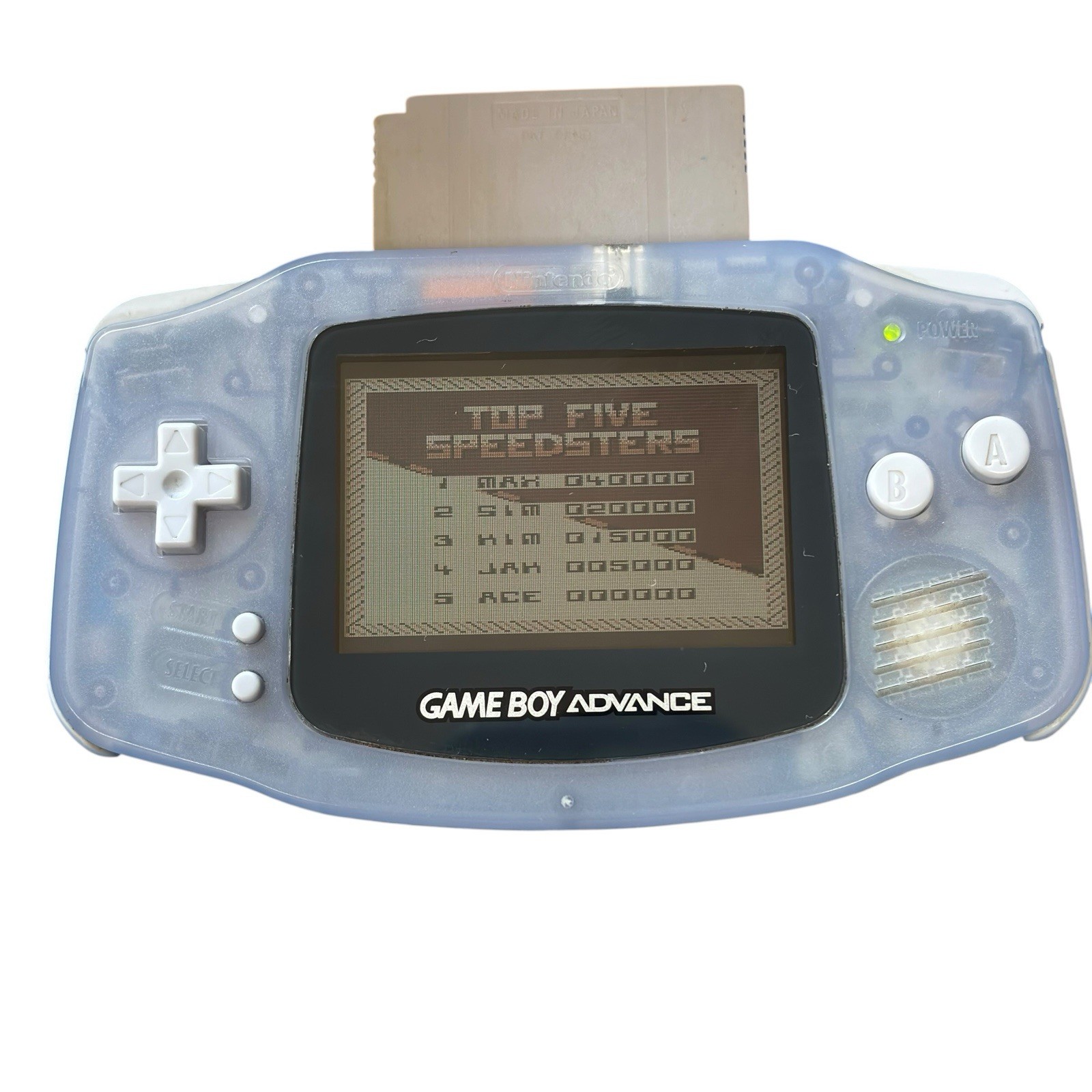 Nintendo Game Boy Advance Glacier Console Bundle AGB-001 W/ Super RC Pro-Am