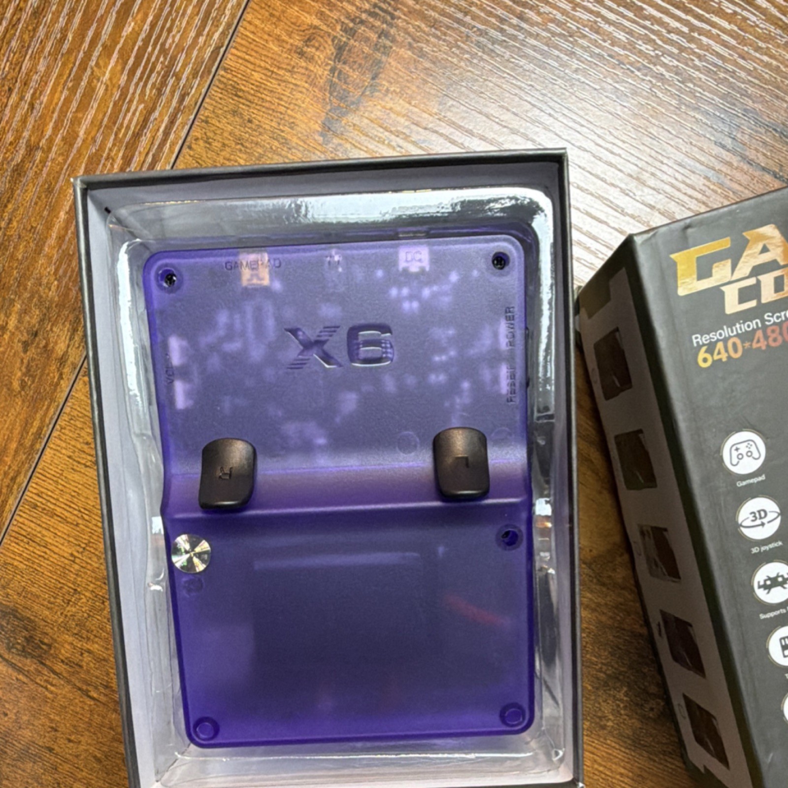 X6 Handheld Game Console Purple 640×480 AV Output TF Card Gamepad 3D Joystick