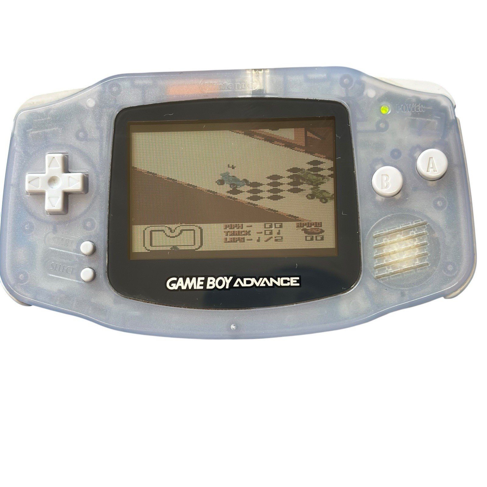 Nintendo Game Boy Advance Glacier Console Bundle AGB-001 W/ Super RC Pro-Am