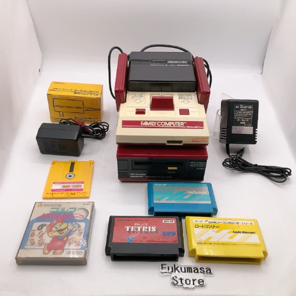 Nintendo Famicom Console Disk System Adapter set New Belt Made in Japan Tested