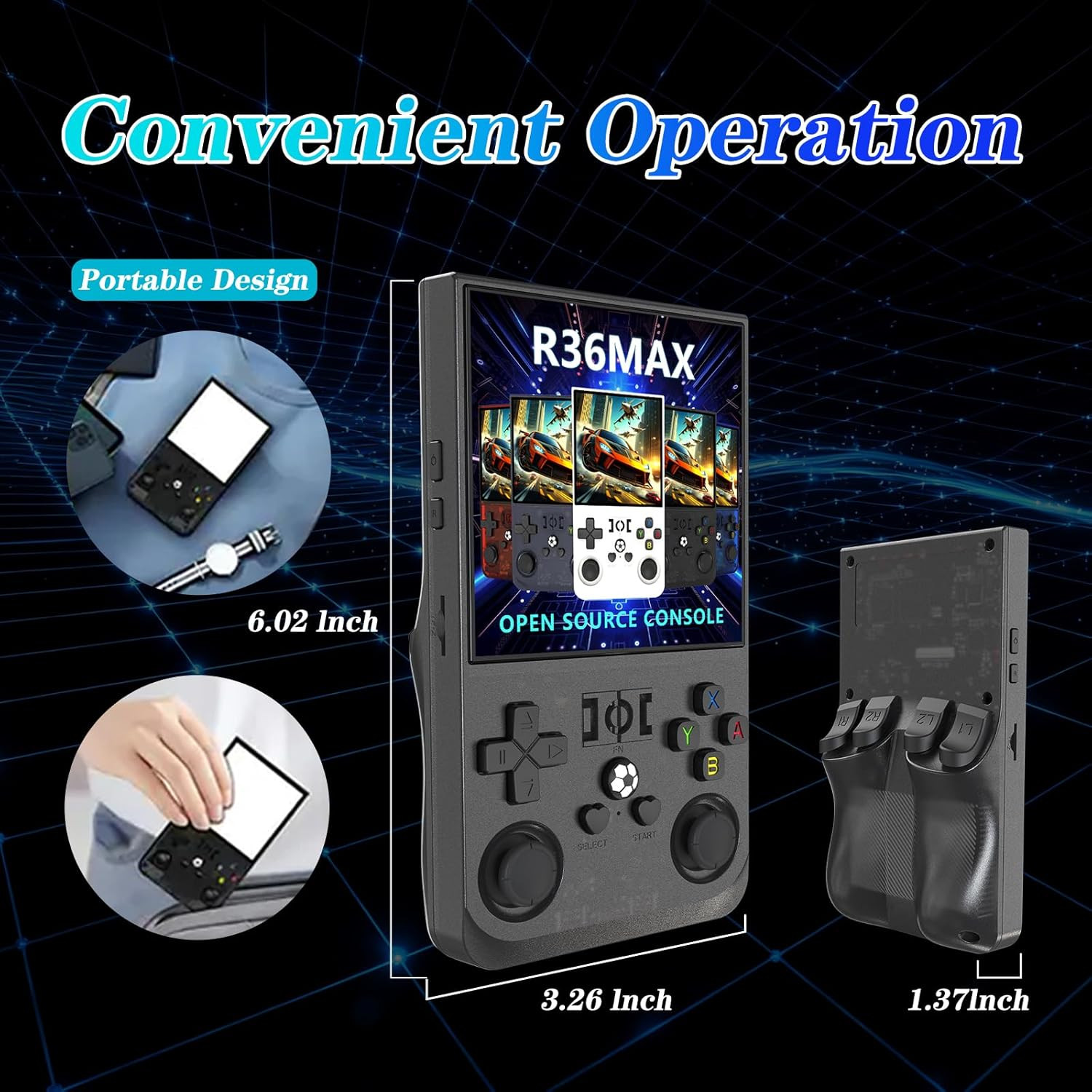 R36MAX 4000Mah Portable Rechargeable Handheld Retro Game Console,Handheld Retro