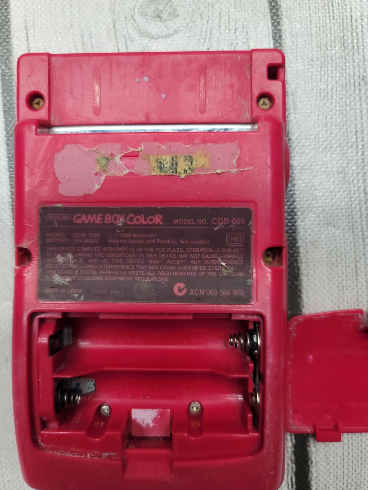 Nintendo Game Boy Color CGB-001 Berry Red Handheld Console As Is For Parts