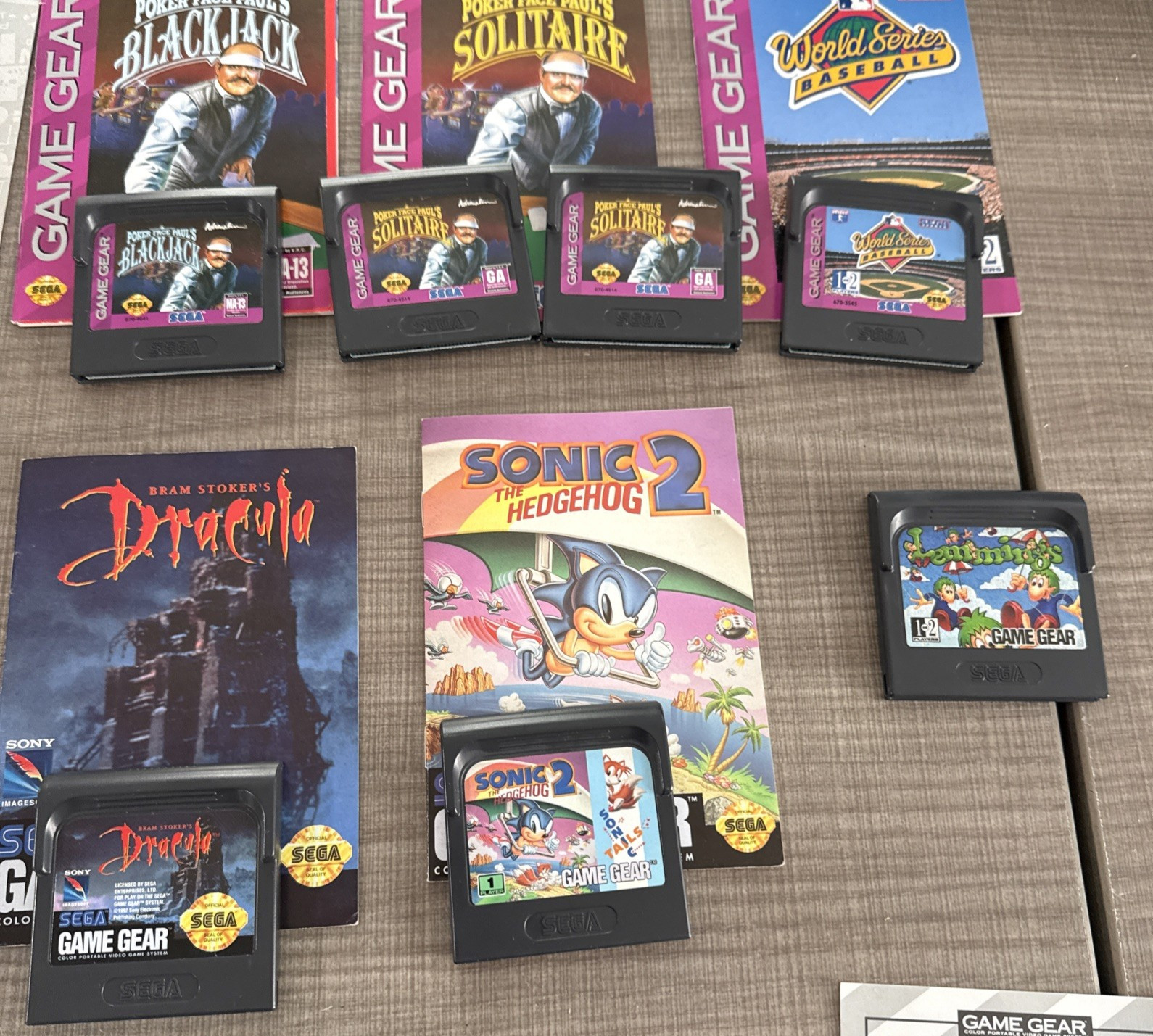 Sega Game Gear Console Bundle w/11 Games,Case, Cords For Parts/Repair No Returns