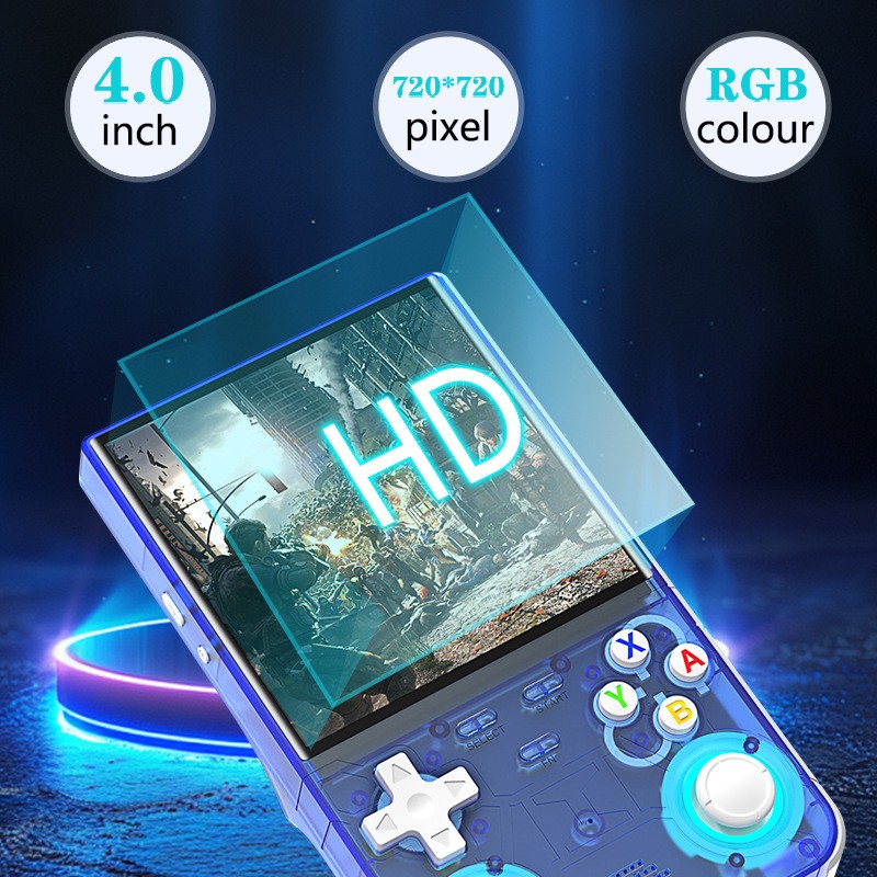Black R36 Ultra Handheld Game Console 4 Inch IPS Screen 20000+ Video Games 128GB
