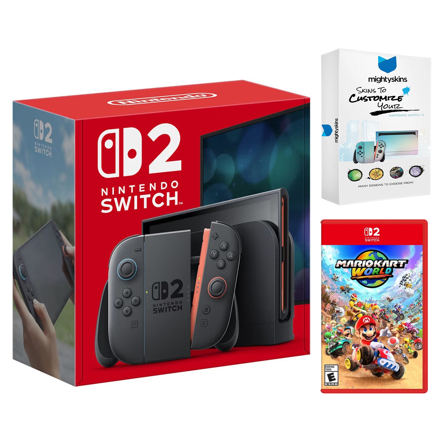 Nintendo Switch 2 with Mario Kart World and MightySkins Code Bundle
