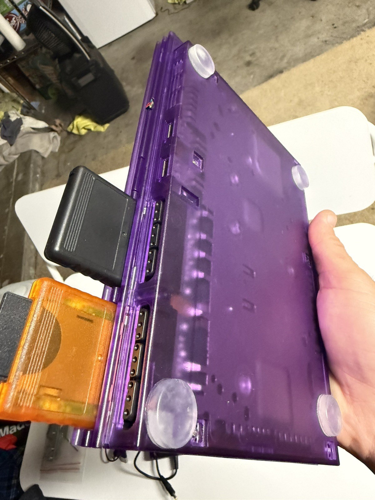 PS2 Slim Sony PlayStation Clear Transparent Purple Bundle Please See Pics