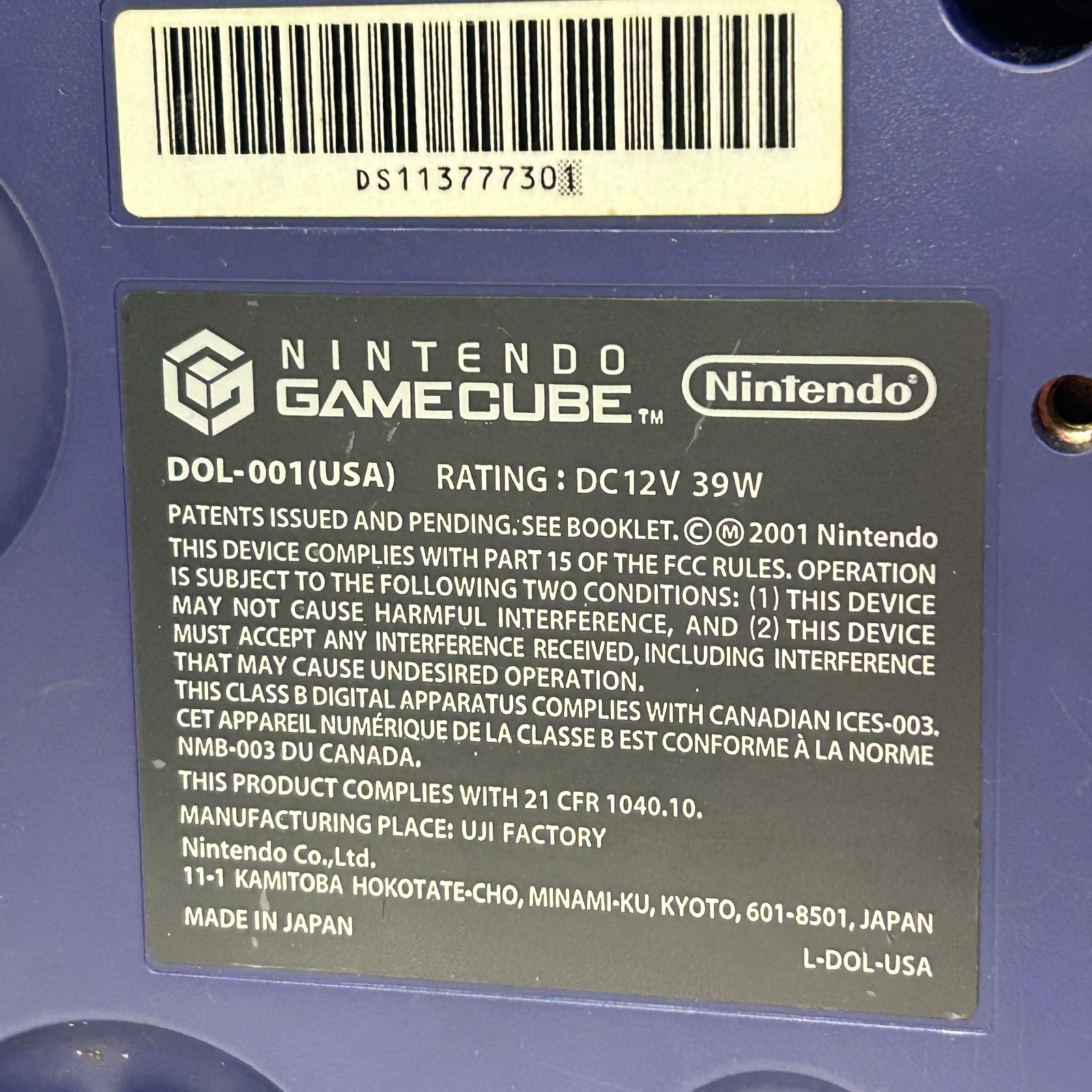 Nintendo GameCube Indigo Console w/ Two Controllers & Cables – TESTED