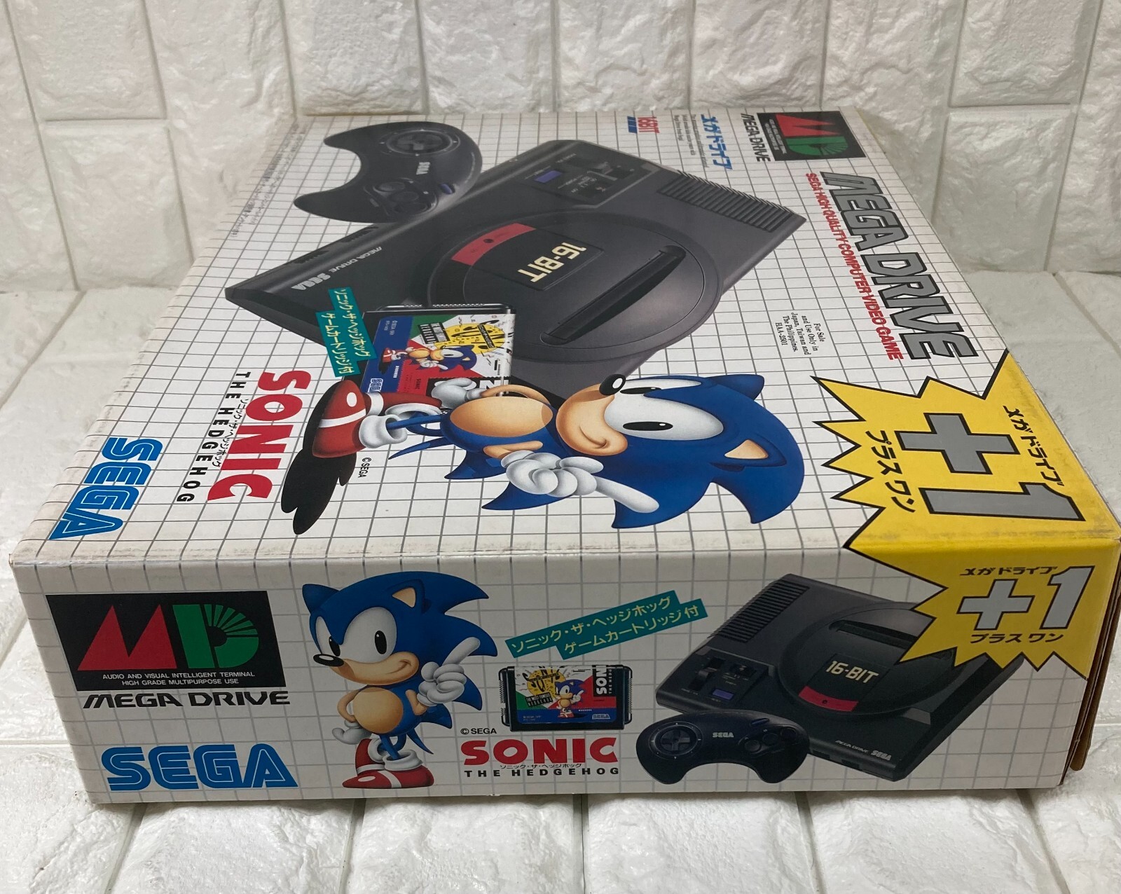MEGA DRIVE PLUS 1 SONIC Console Boxed Tested System +1 games SEGA Japan#02