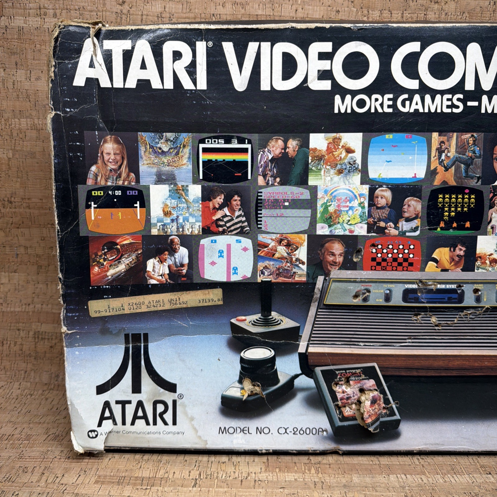 Atari 2600 Woody 4 Switch Console With Box Joysticks & Paddles Working