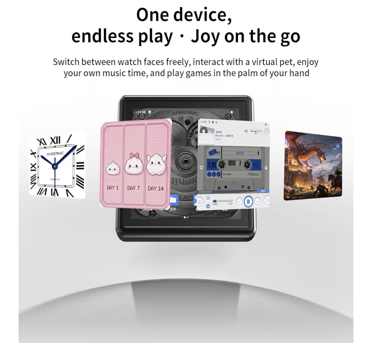 ANBERNIC RG Rotate Silver T618 Handheld Game Console 3.5-inch Android12 2000 mAh