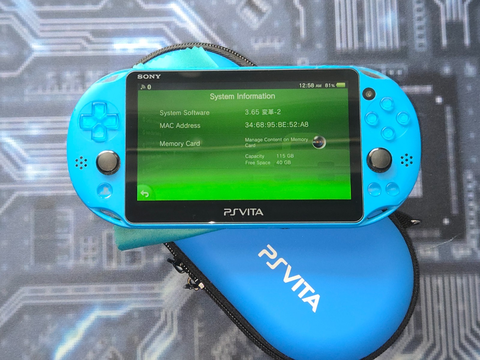Blue Sony PlayStation PS Vita 2000 Slim – USB-C Port Upgrade + 128GB Memory Card