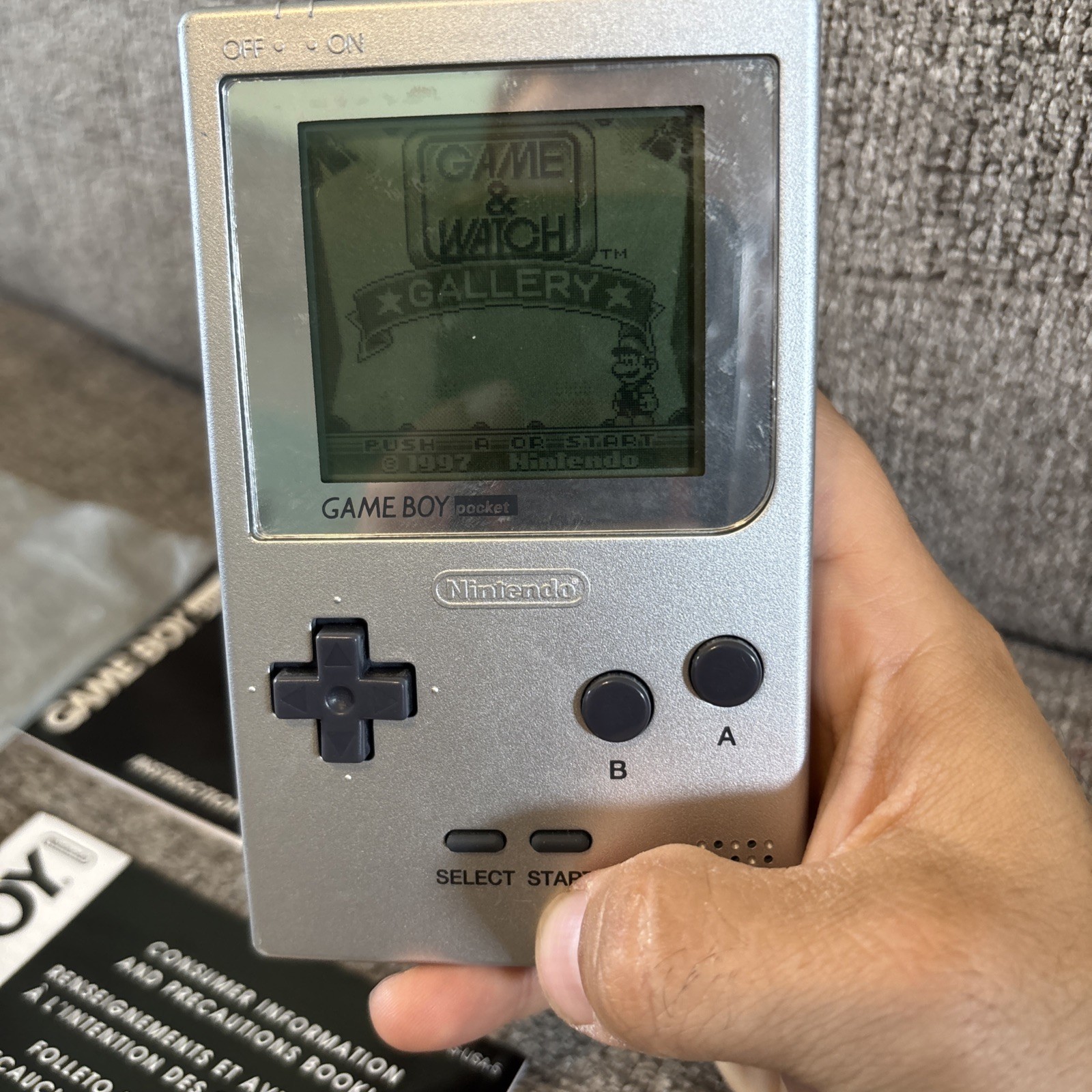 Nintendo Game Boy Pocket MGB-001 Silver Portable Handheld Console Works W/ Game