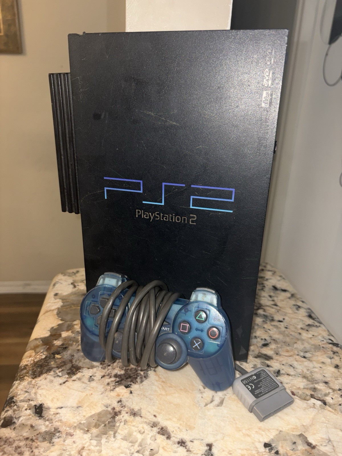 Sony PlayStation 2 PS2 Black Console SCPH-39001 w/ Blue Controller, Power