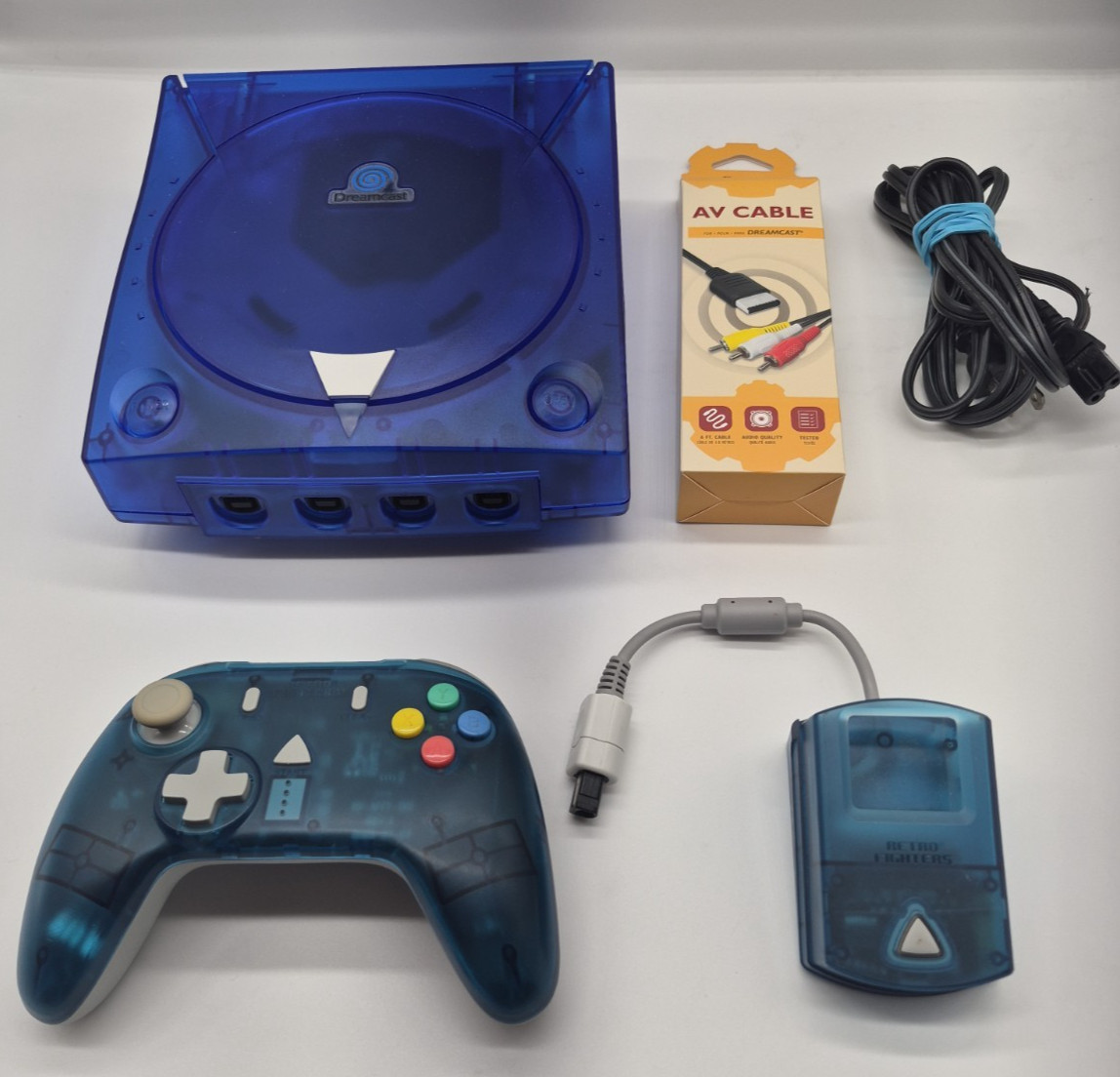 Sega Dreamcast Console Clear Blue With Wirless Controller And Battery Installed