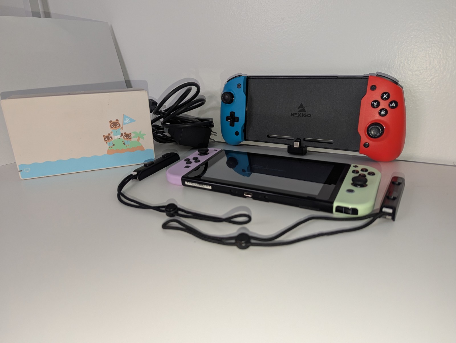 Nintendo Switch Console w/ Green & Purple Joy-Con, White Dock, USB-C