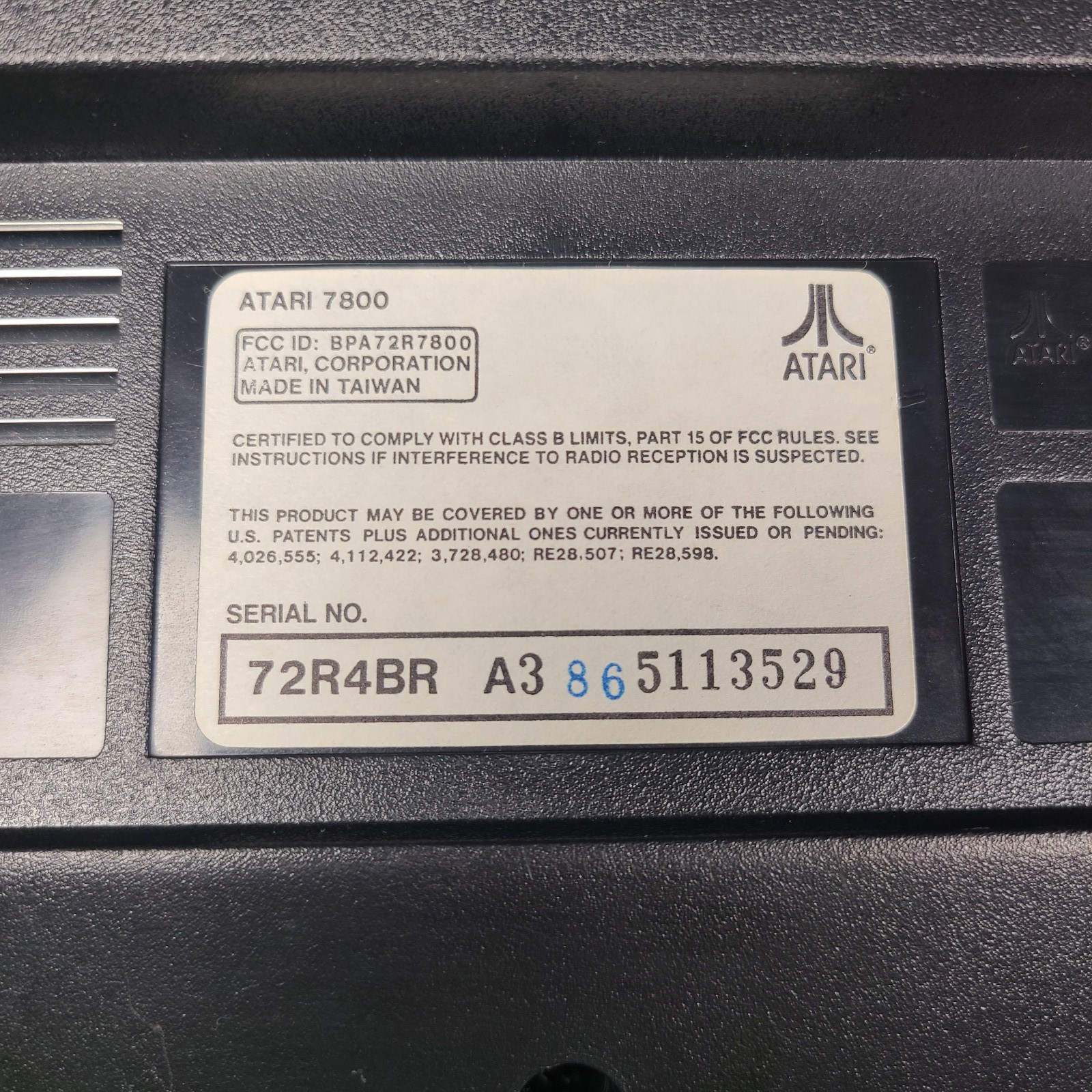 Atari 7800 ProSystem Console CX7800 1986-1988 Home Video Game System