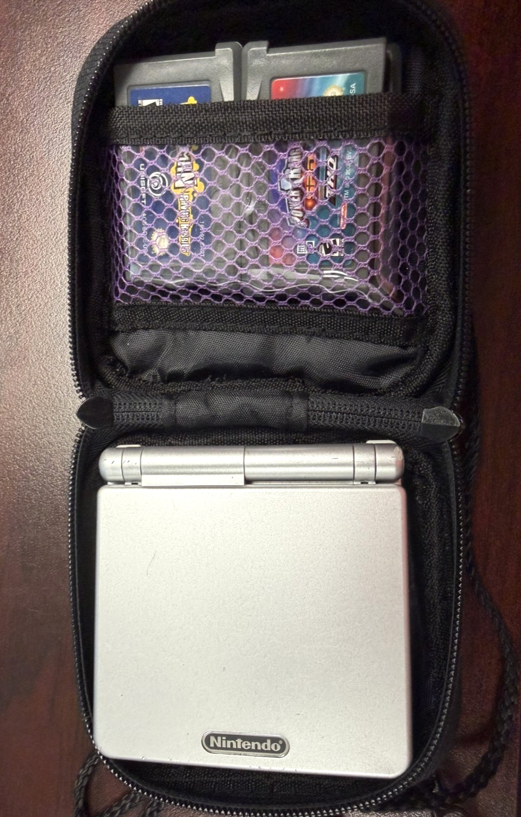 Nintendo Game Boy Advance SP Handheld System Silver 5 Games + Charger + Case