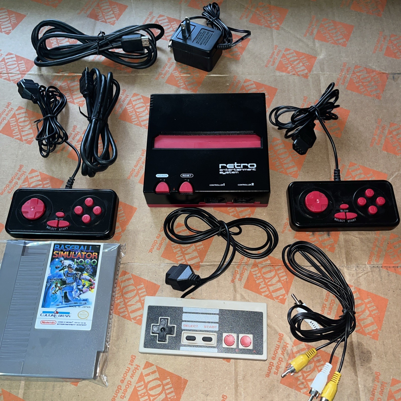 Retro-Bit Black & Red Console All Hookups + 3 Controllers & 1 game
