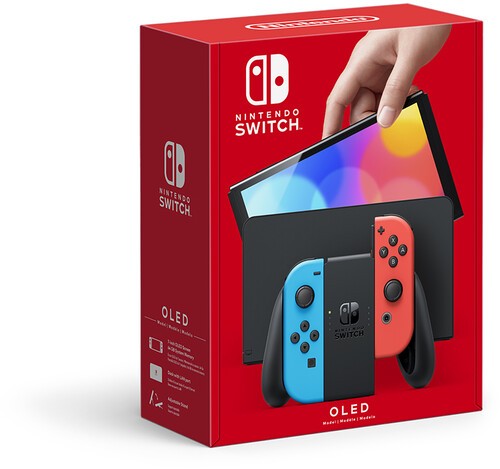 Nintendo Switch (OLED model) with Neon Red & Neon Blue Joy-Con [New ]