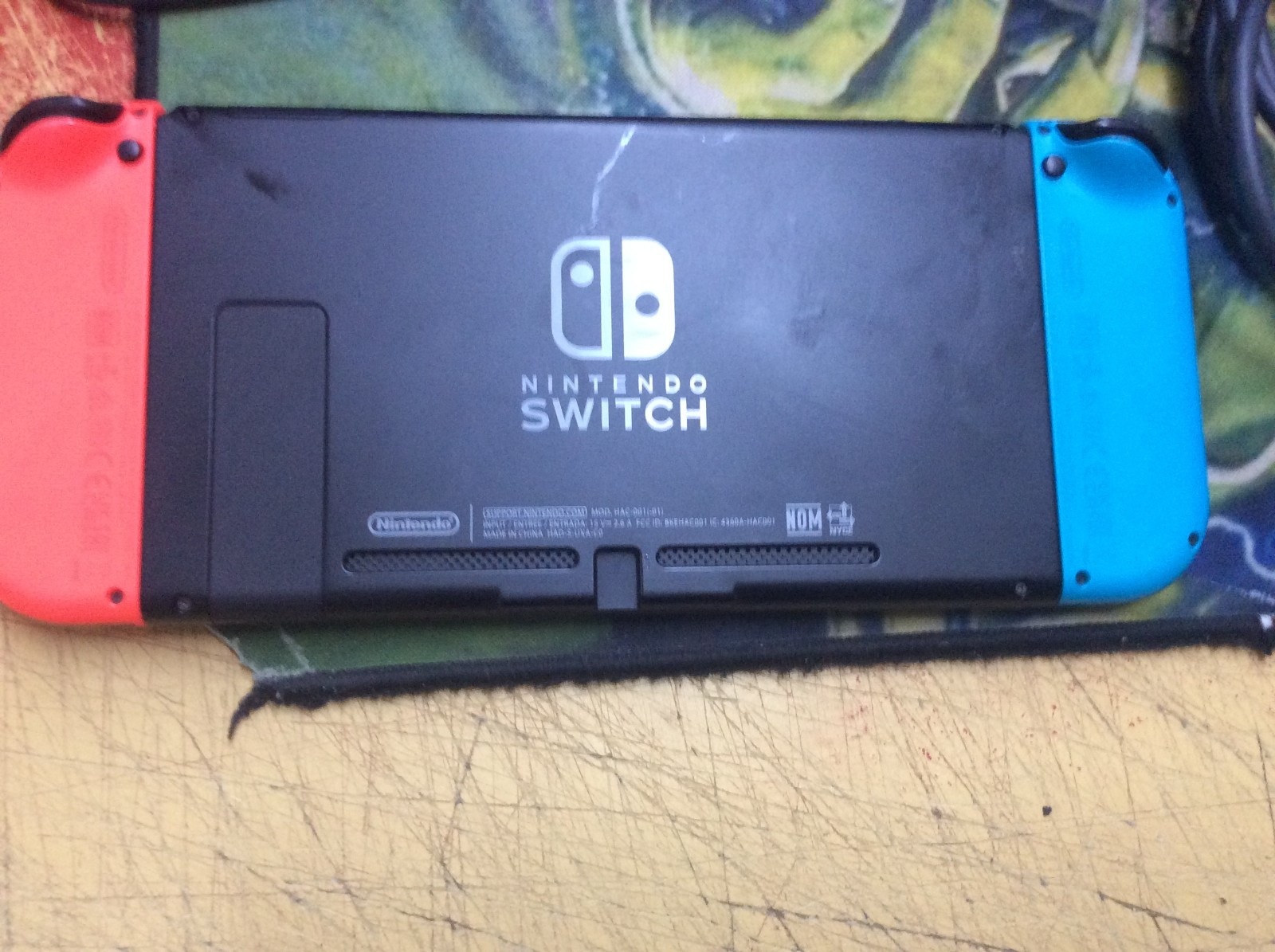 Nintendo Switch HAC-001 32GB Neon Red/Blue Bundle SYSTEM WORKS GREAT