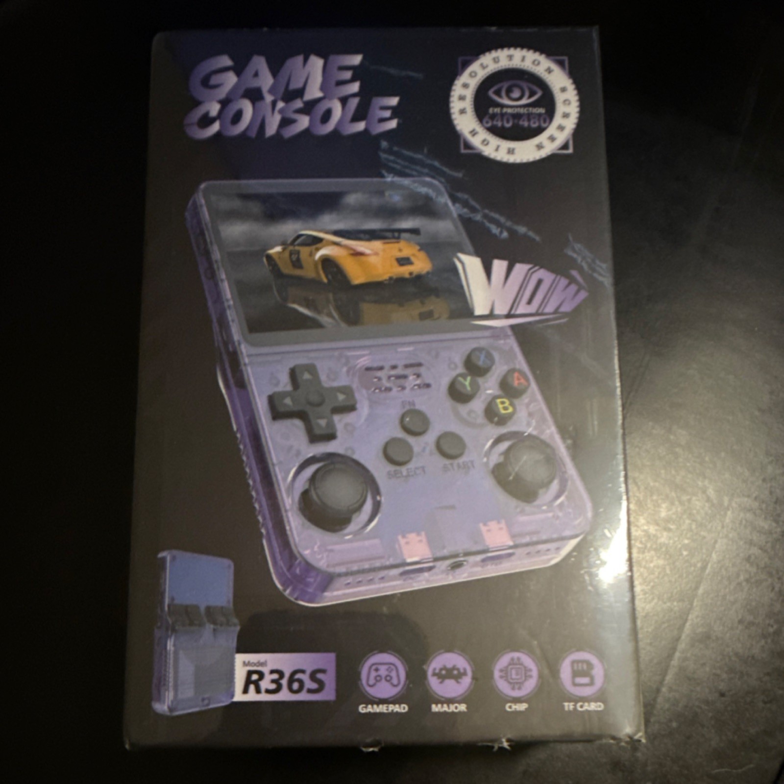 R36S Handheld Game Console Purple, Gamepad, TF Card, 640×480 Resolution