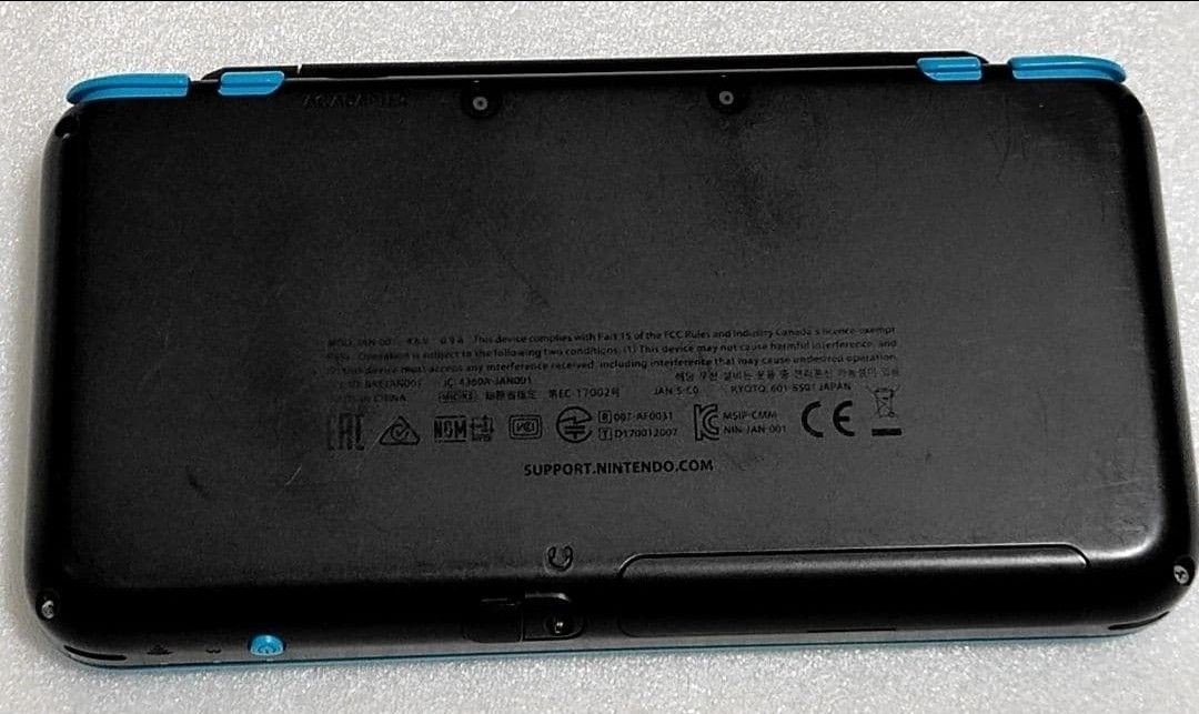 New Nintendo 2DS LL Console, Black x Turquoise, with Original Charger
