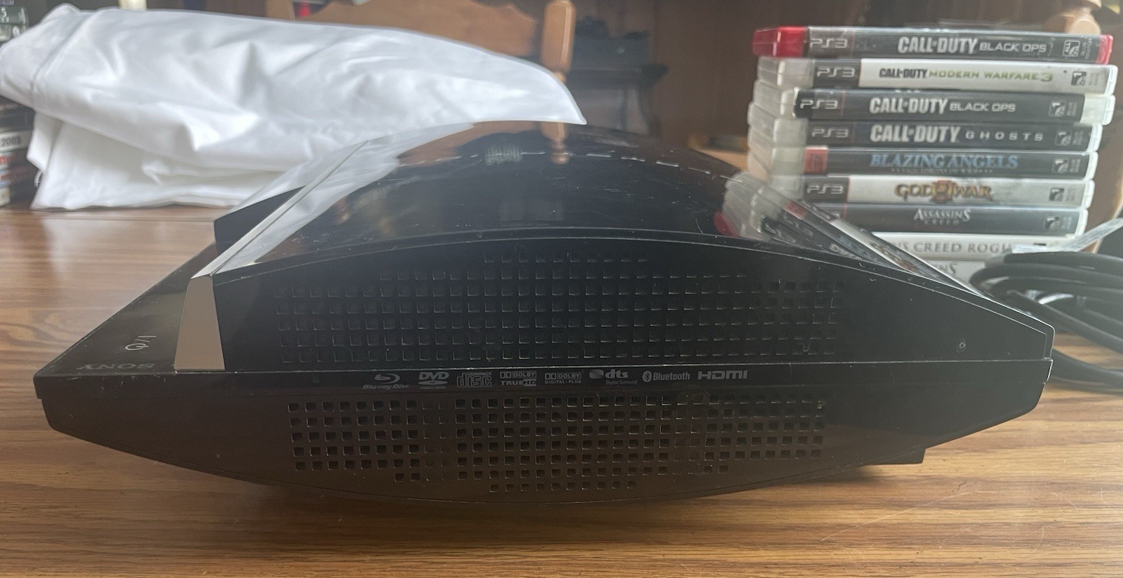 PS3 Game Console, 10 Games & Power Cord, Tested, Needs HDMI Cord