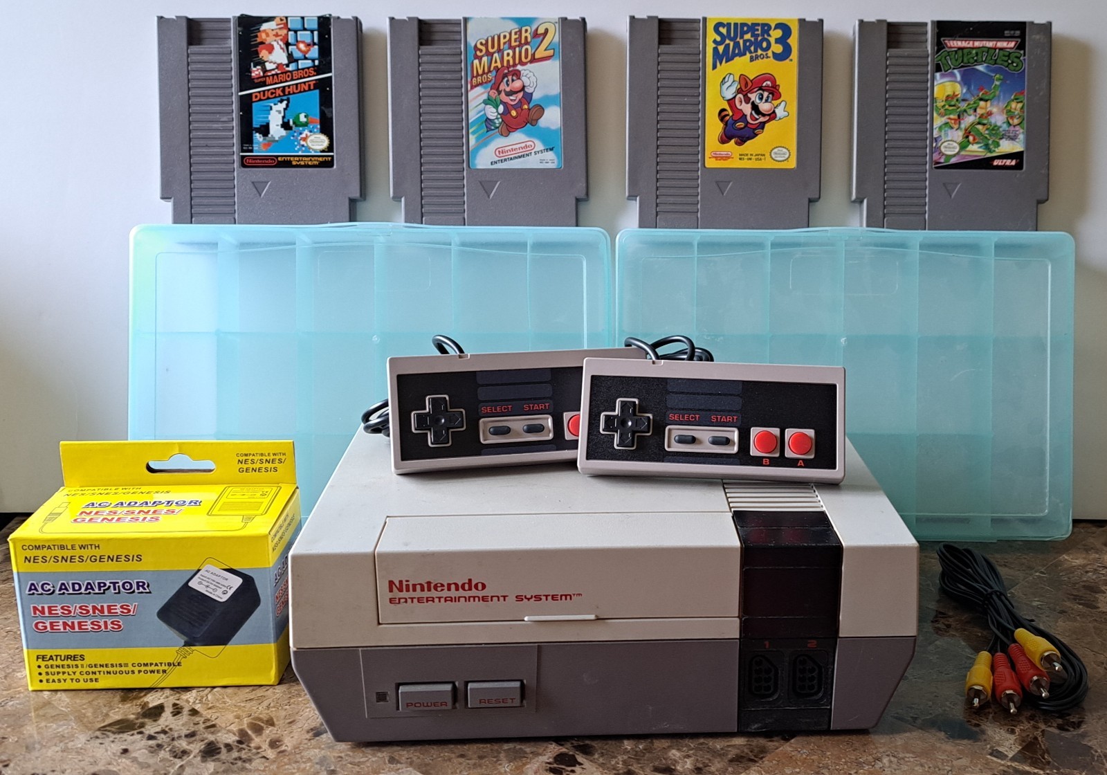 Nintendo NES Console Bundle + Mario Bros 1 2 3 & Turtles – Guaranteed Working