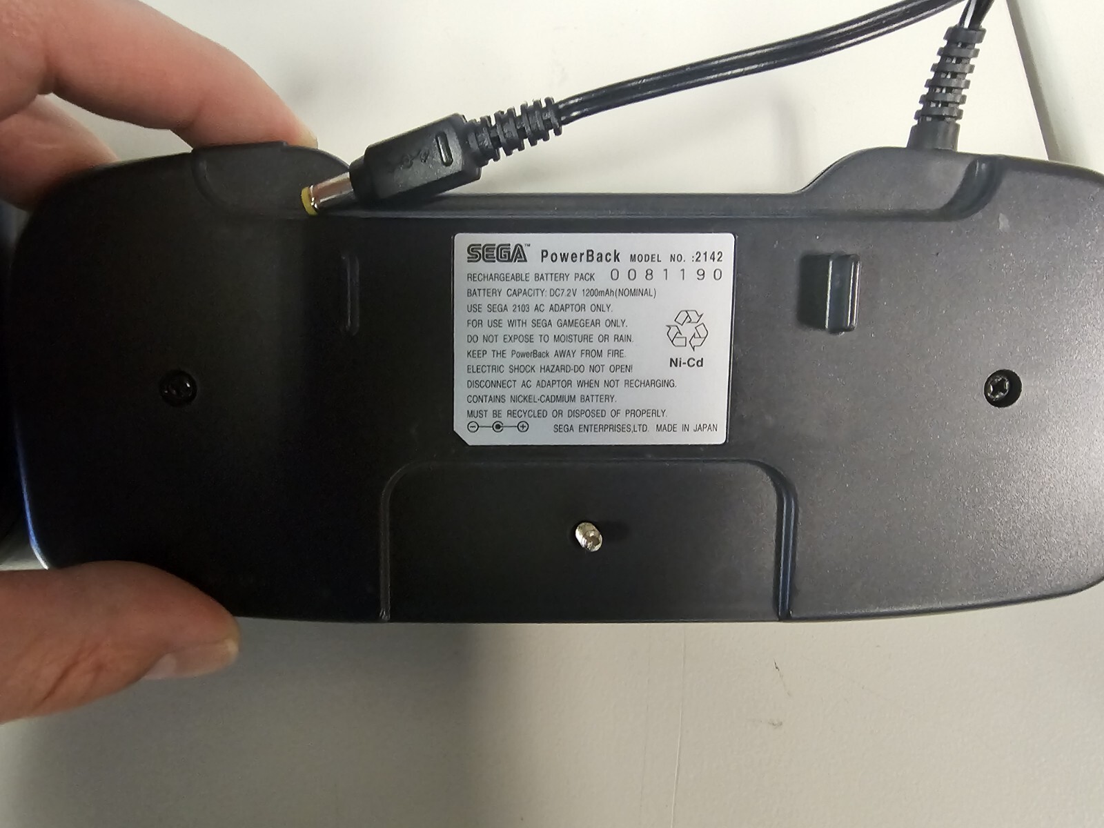 SEGA Game Gear PowerBack – Rechargeable Battery – Black. Untested AS-IS