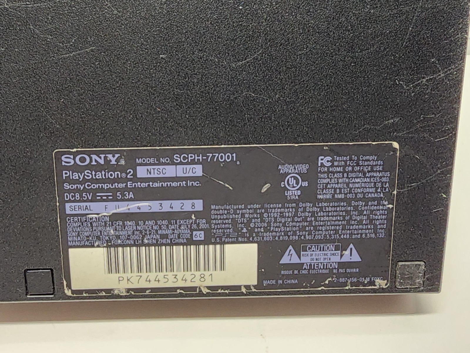 PlayStation 2 Model SCPH-77001 Slim Console No Power Cord UNTESTED