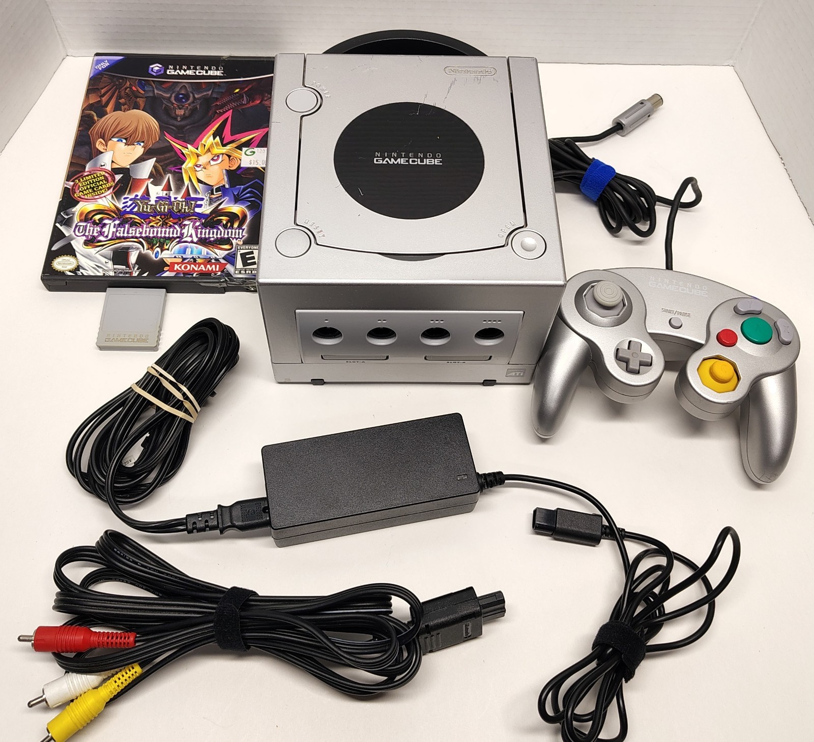 Nintendo GameCube Platinum DOL-101 W/ Game Memory Card Cables & OEM Controller