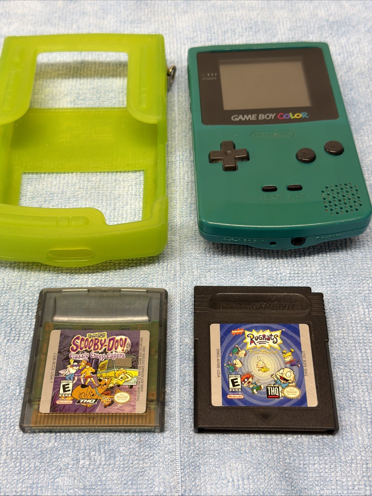 Nintendo Game Boy Color Handheld Console Teal CGB-001 With 2 Games!