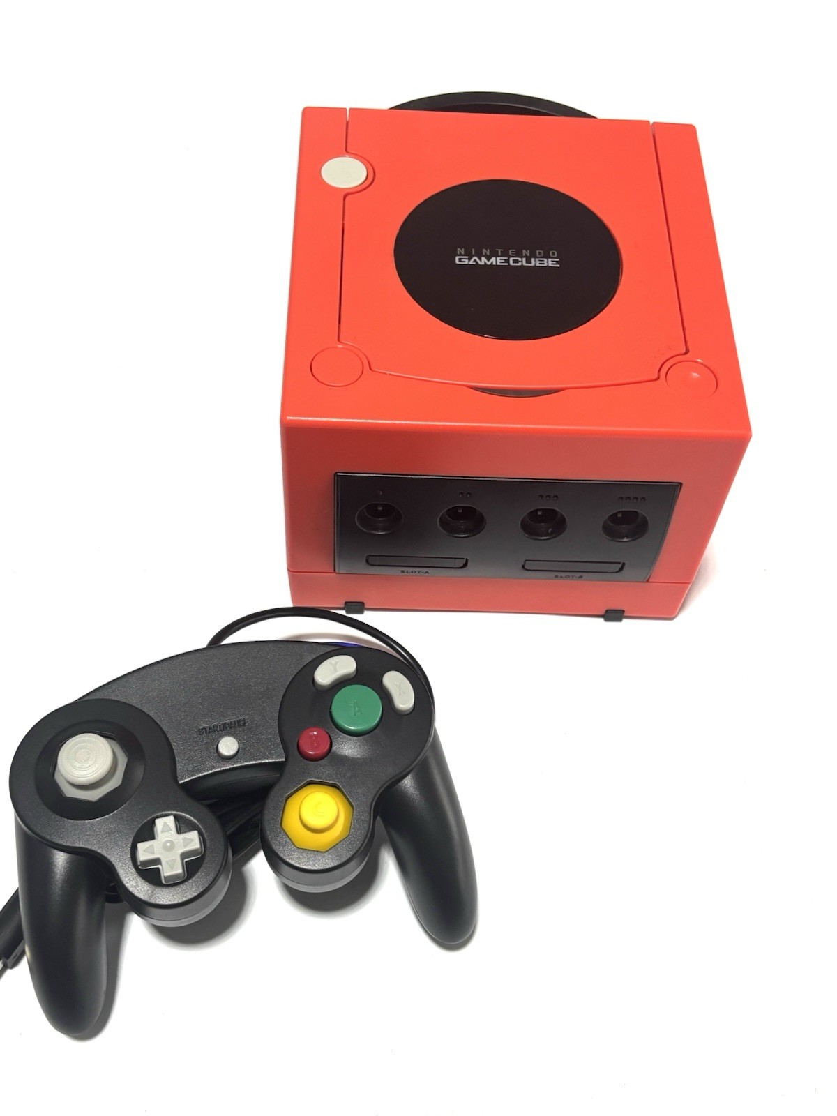 Nintendo GameCube Console Red&Black Custom Console + Controller + Wires Bundle