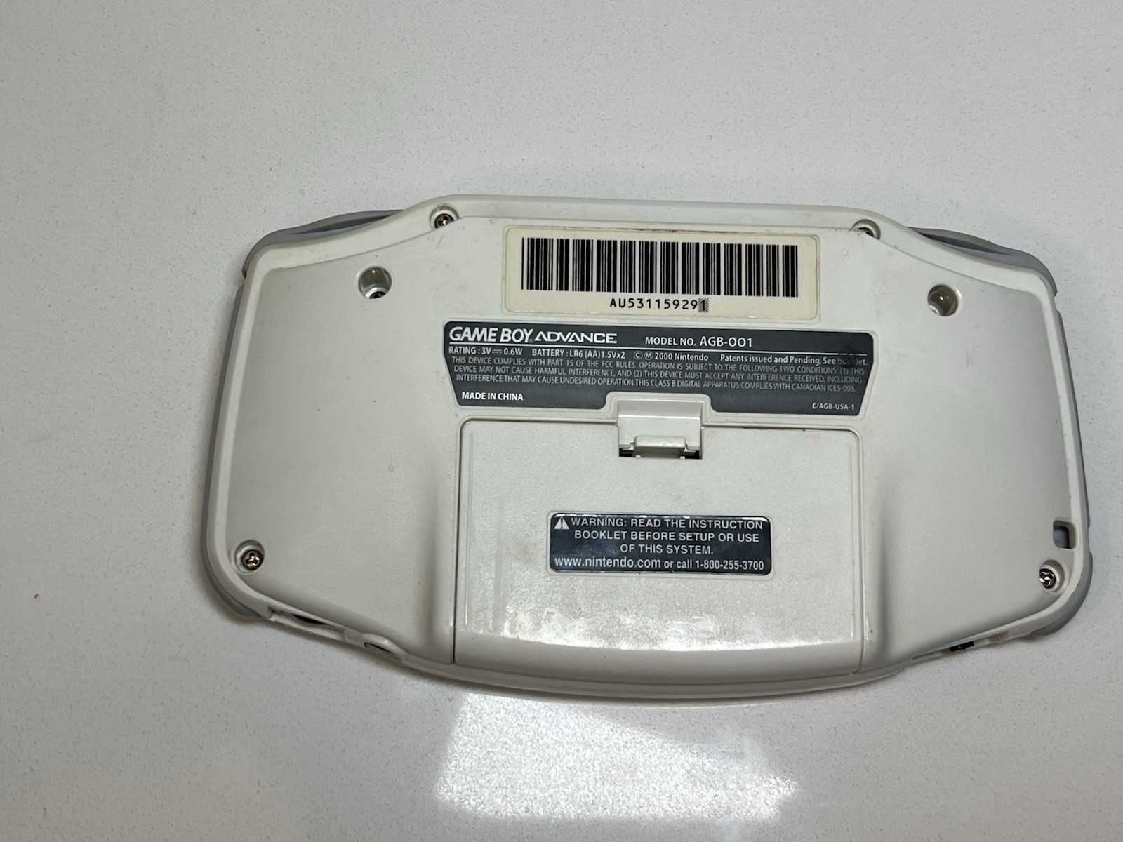 Nintendo Game Boy Advance AGB-001 Handheld White TESTED