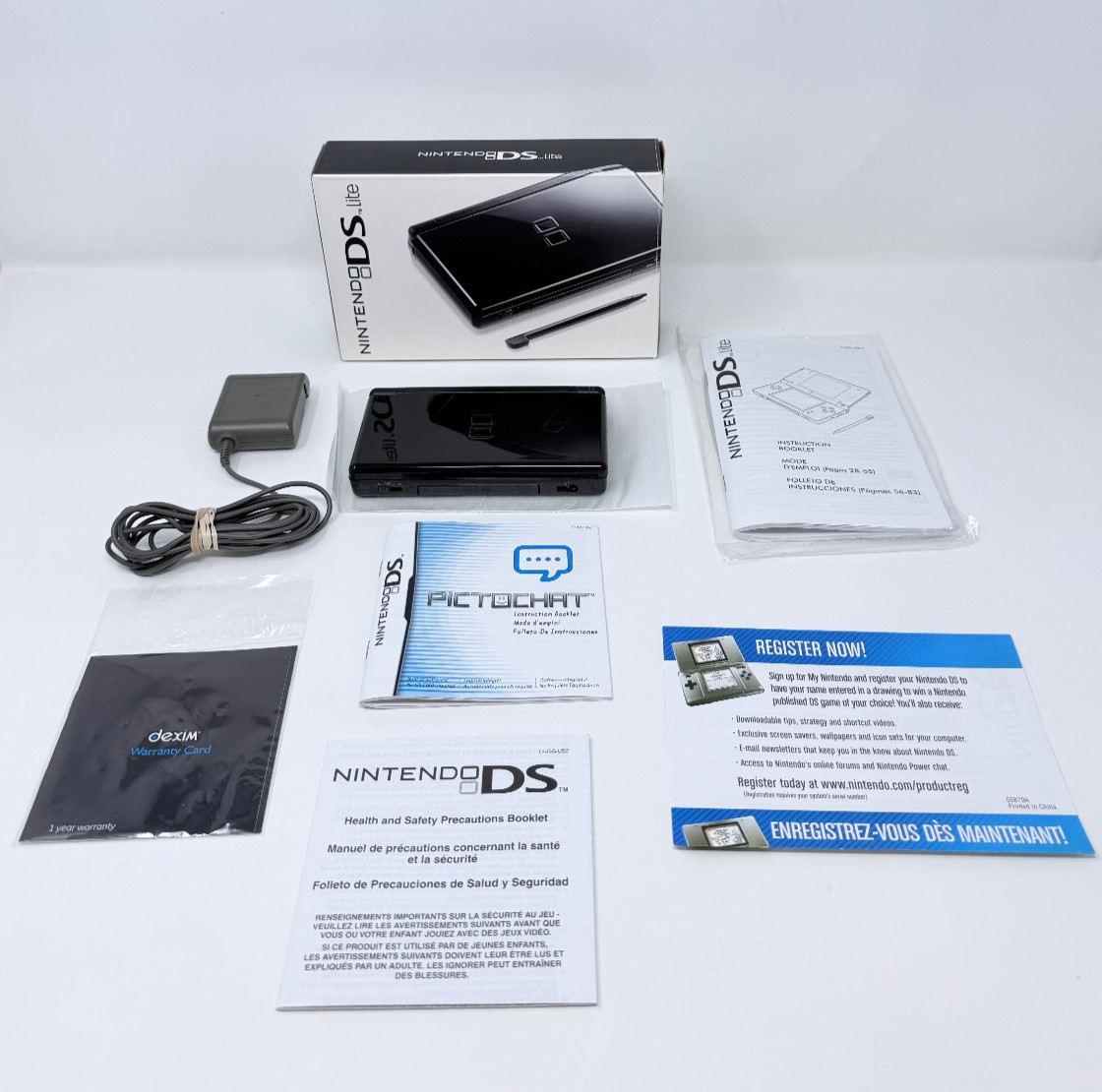 Nintendo DS Lite Handheld System- Onyx Black Gloss in Box USG-001 TESTED & WORKS