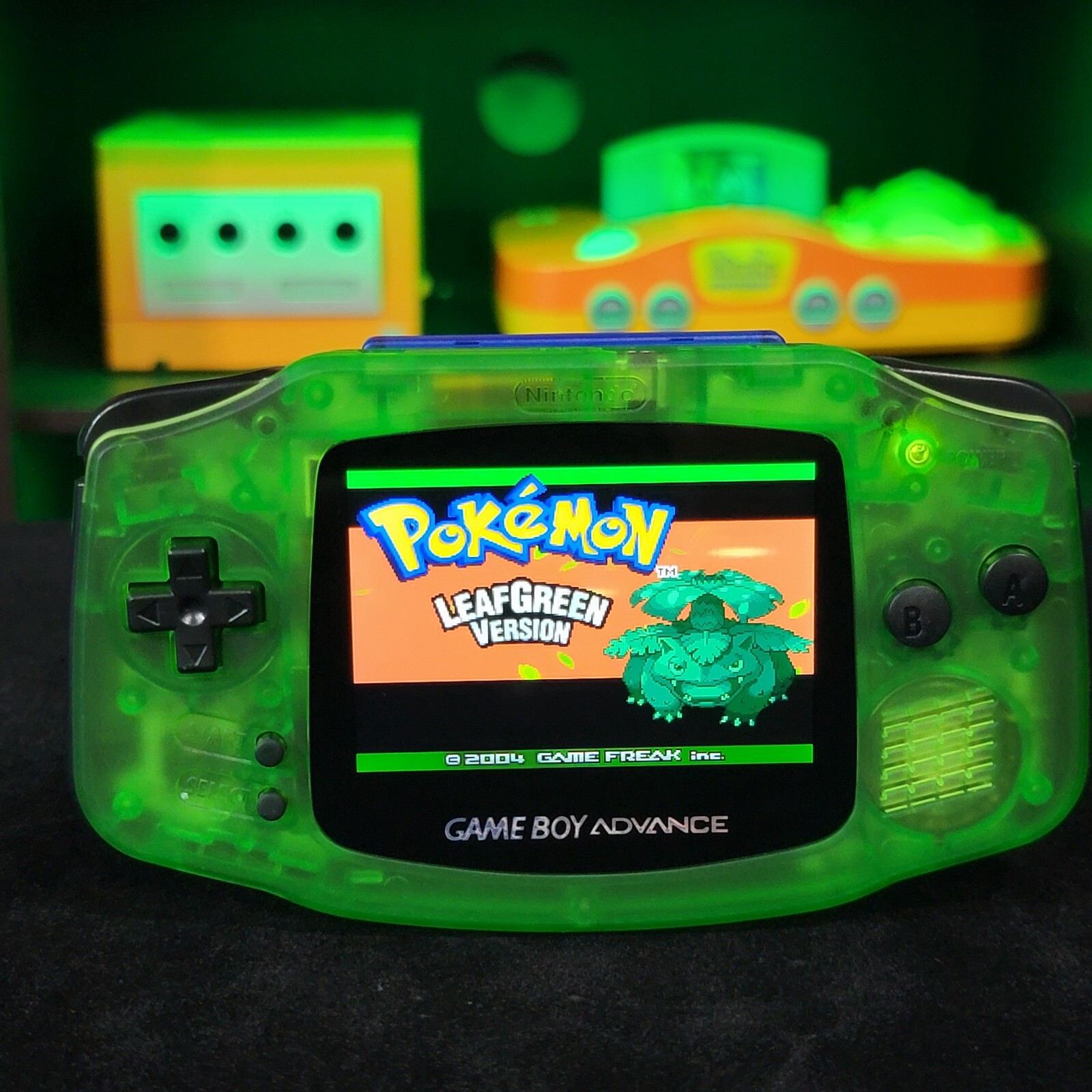 Clear Green Game Boy Advance GBA iPS LCD USB-C 1800 mAh Rechargeable Battery