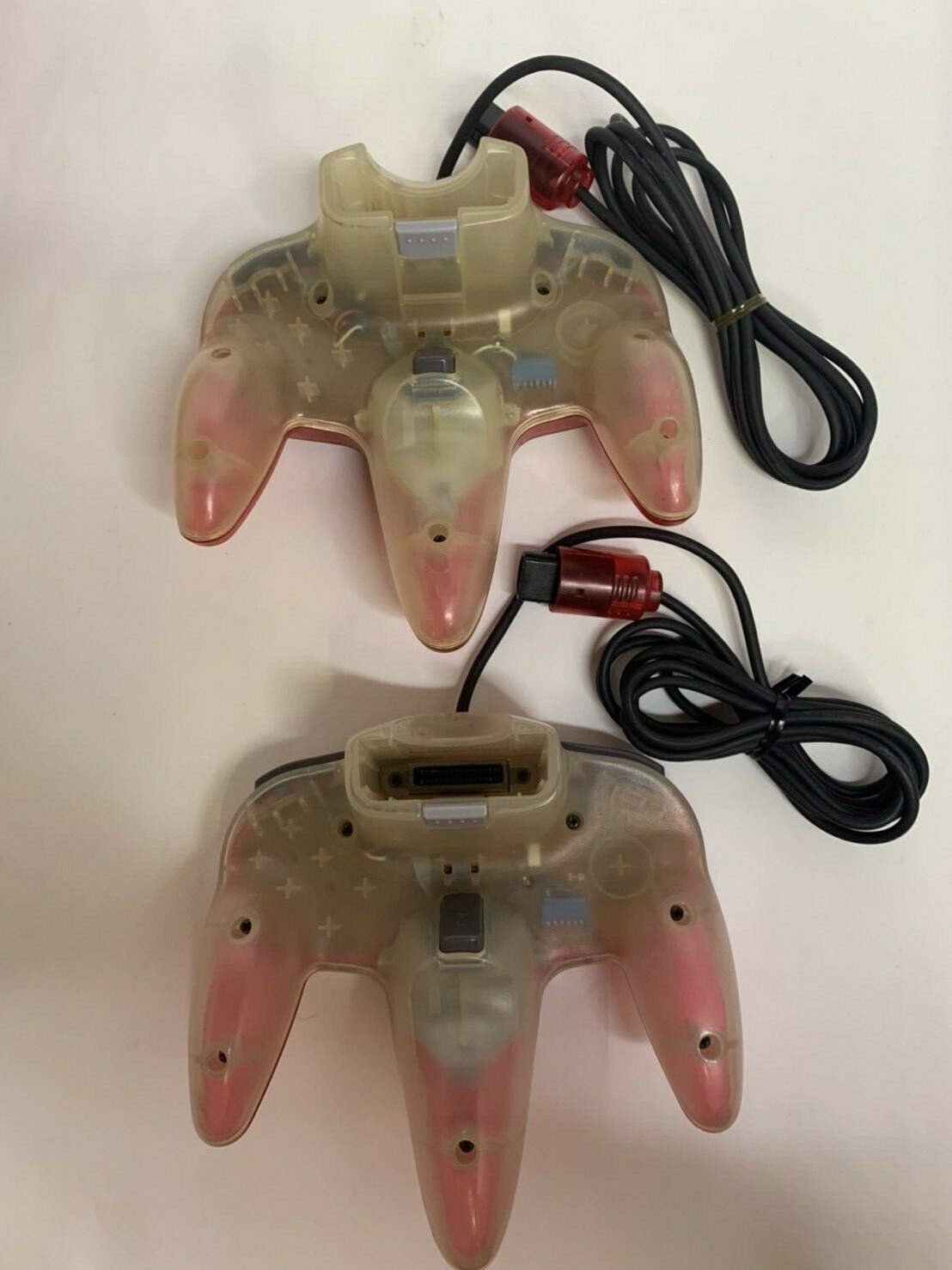 Nintendo 64 N64 Console Clear Red 2 Set Controller Region Free Tested / Working