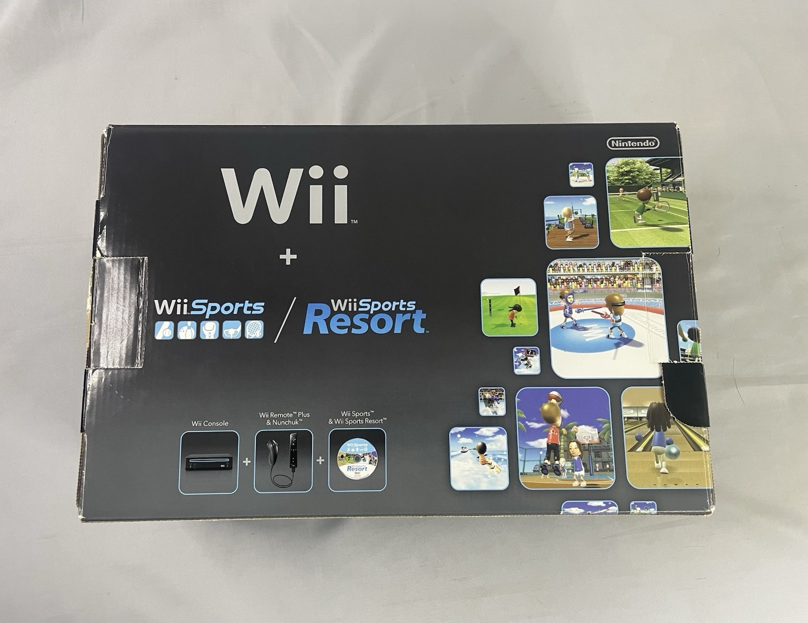Nintendo Wii Black Console Wii Sports & Resort Bundle Complete In Box (Tested)