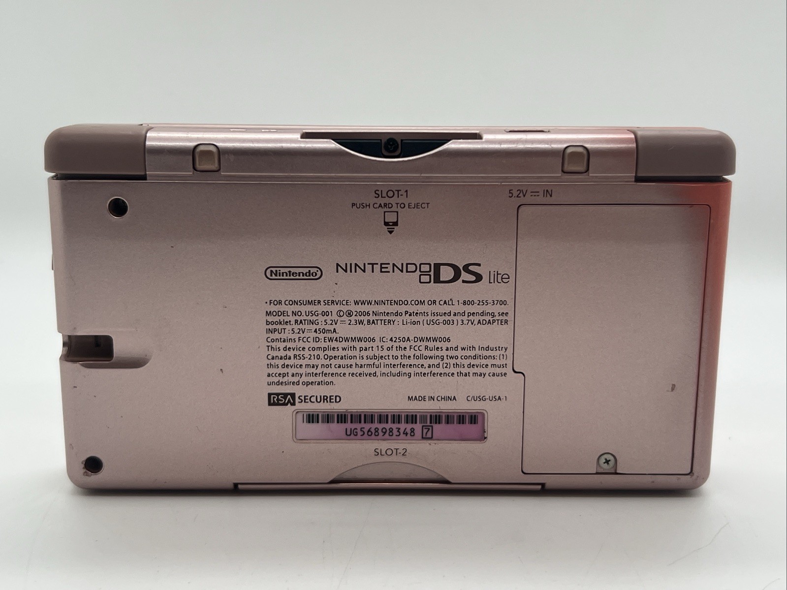 Nintendo DS Lite Pink Metallic Rose Handheld Console Model USG-001. FAST SHIP