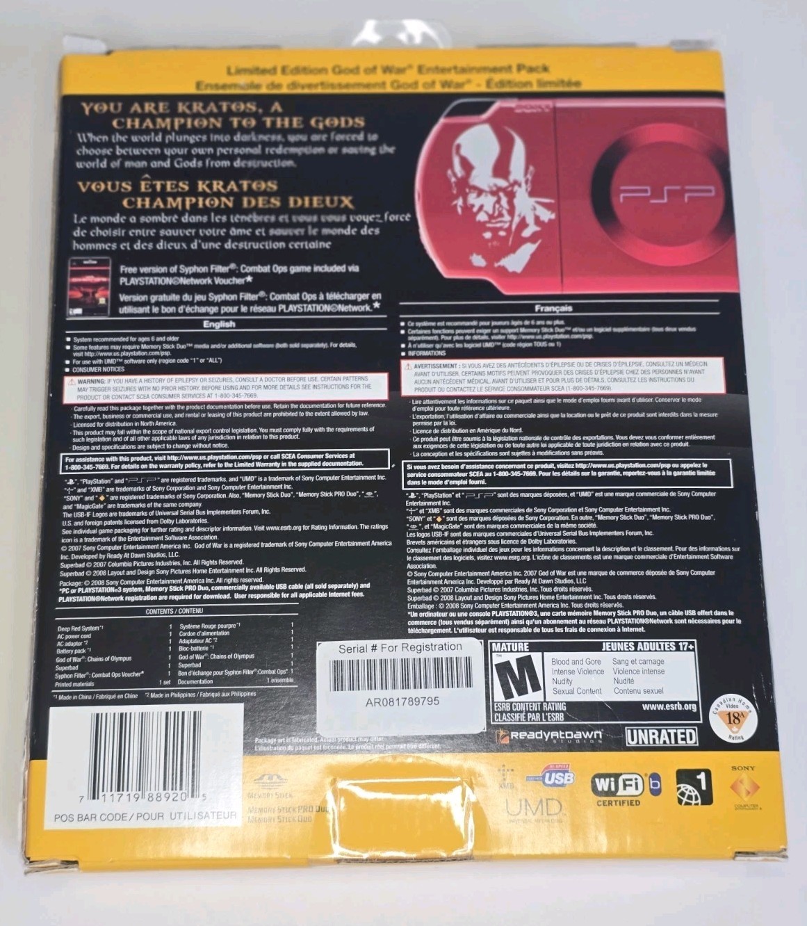Sony PSP 2000 God of War Limited Edition Handheld System – CIB Complete