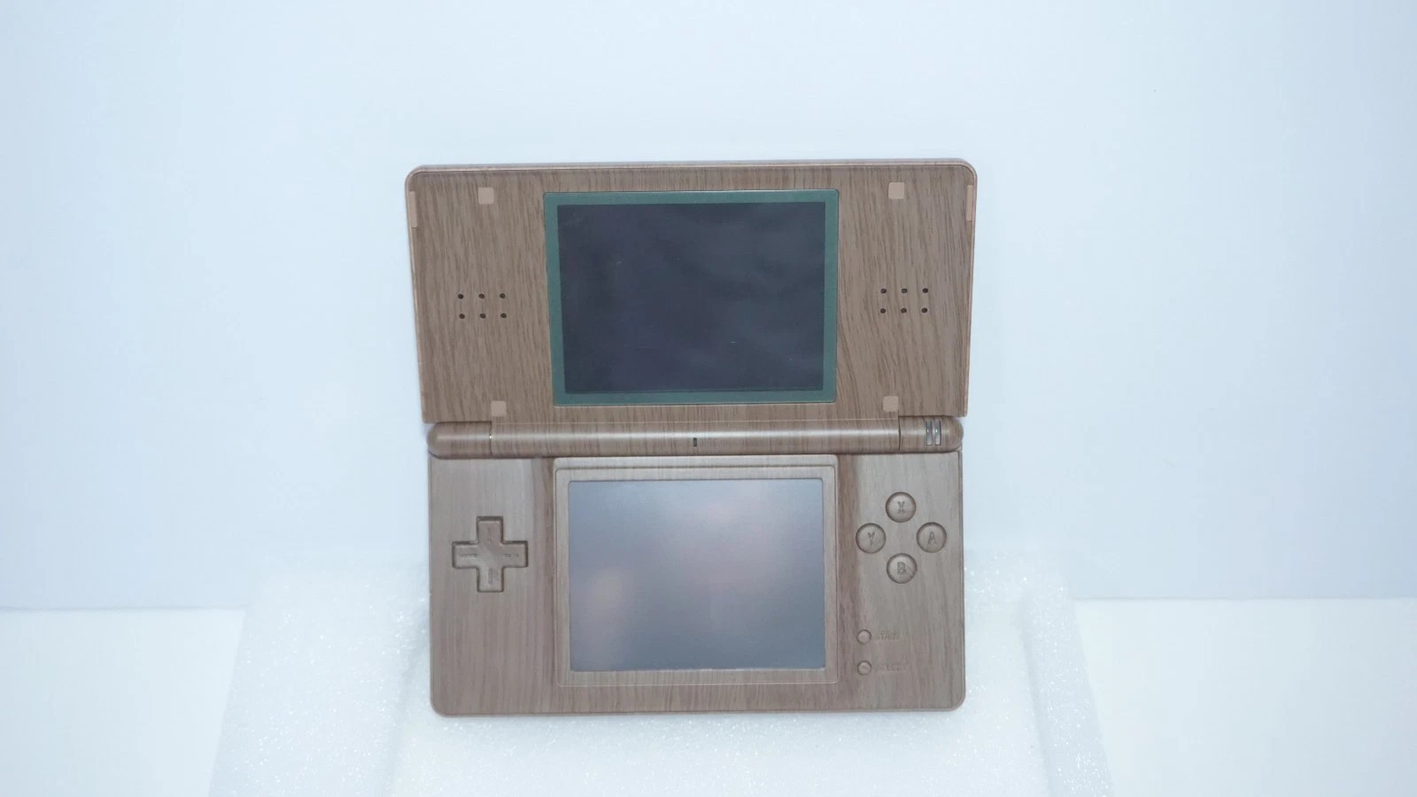 Nintendo DS Lite Brown Wood Grain Handheld Game System with Charger & Stylus Pen