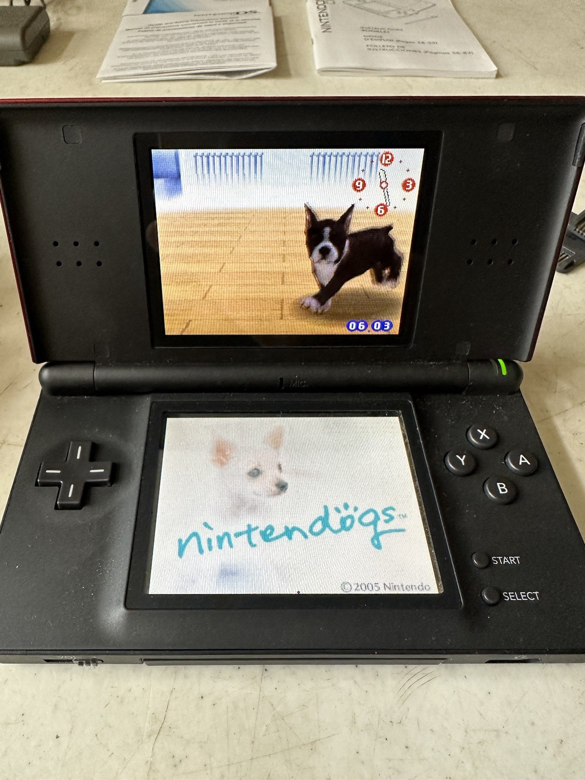 Nintendo DS Lite Red Black Handheld System Console USG-001 + 3 Games Complete