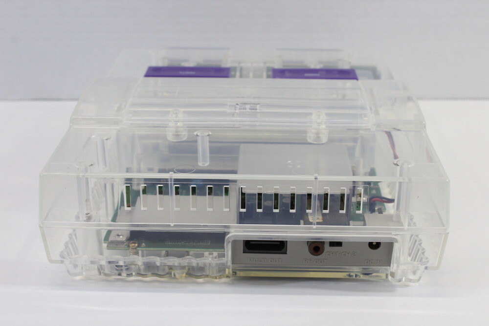 Super Nintendo Transparent Crystal Clear Console SNES SFC Converted AC AV TESTED