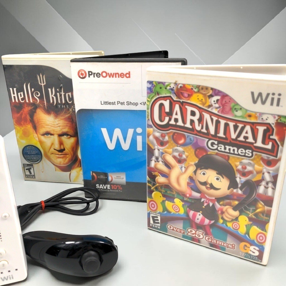 VTG 2006 Nintendo Wii RVL-001 Console Bundle White GameCube Ports 3 Games