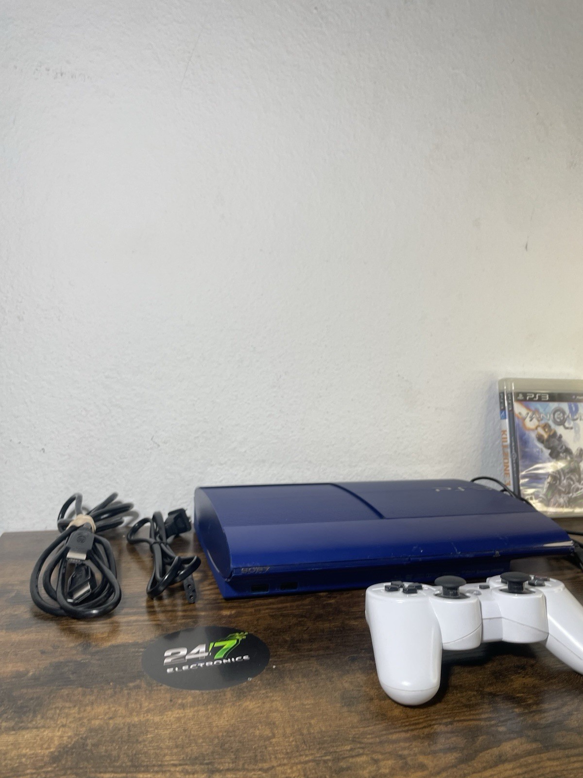 Sony PlayStation 3 PS3 Super Slim 250GB Blue CECH-4201B Bundle Controller TESTED