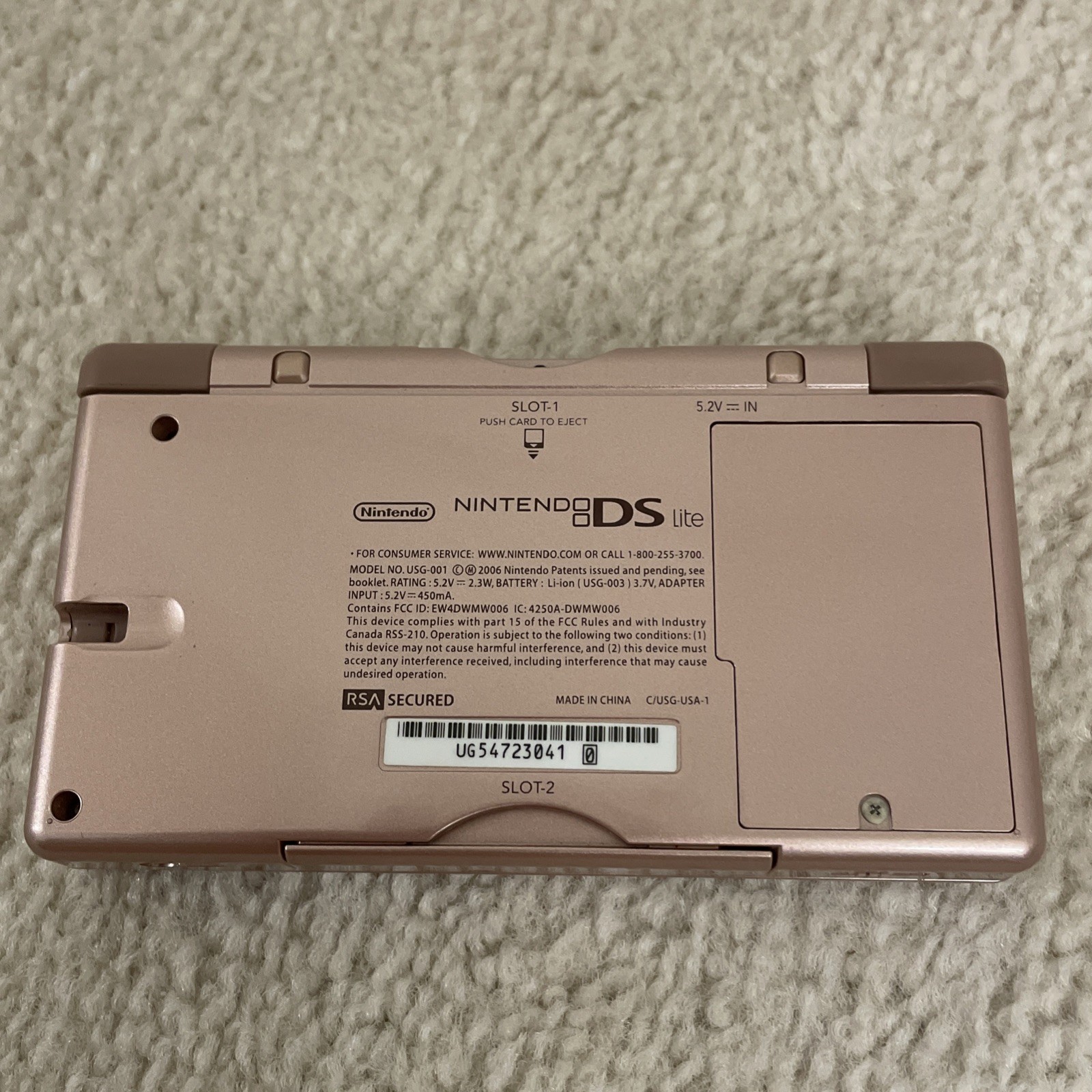 Nintendo DS Lite Handheld Console – METALLIC ROSE GOLD – w/ Slot And GAME!